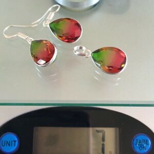 NATURAL PEAR WATERMELON TOURMALINE STERLING SILVER TRIO